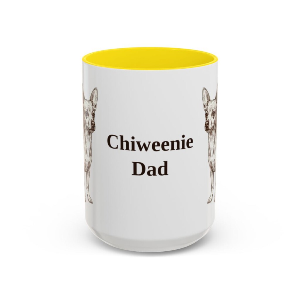 15oz Chiweenie Dog Dad Mug, Yellow, front view