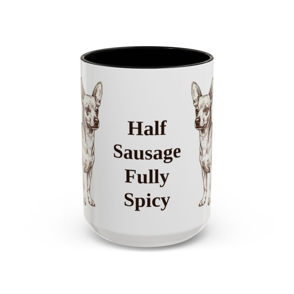 15oz Funny Chiweenie Mug, Black, front view