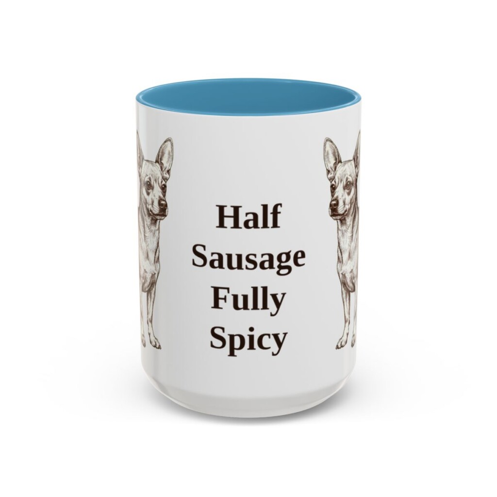 15oz Funny Chiweenie Mug, Light Blue, front view