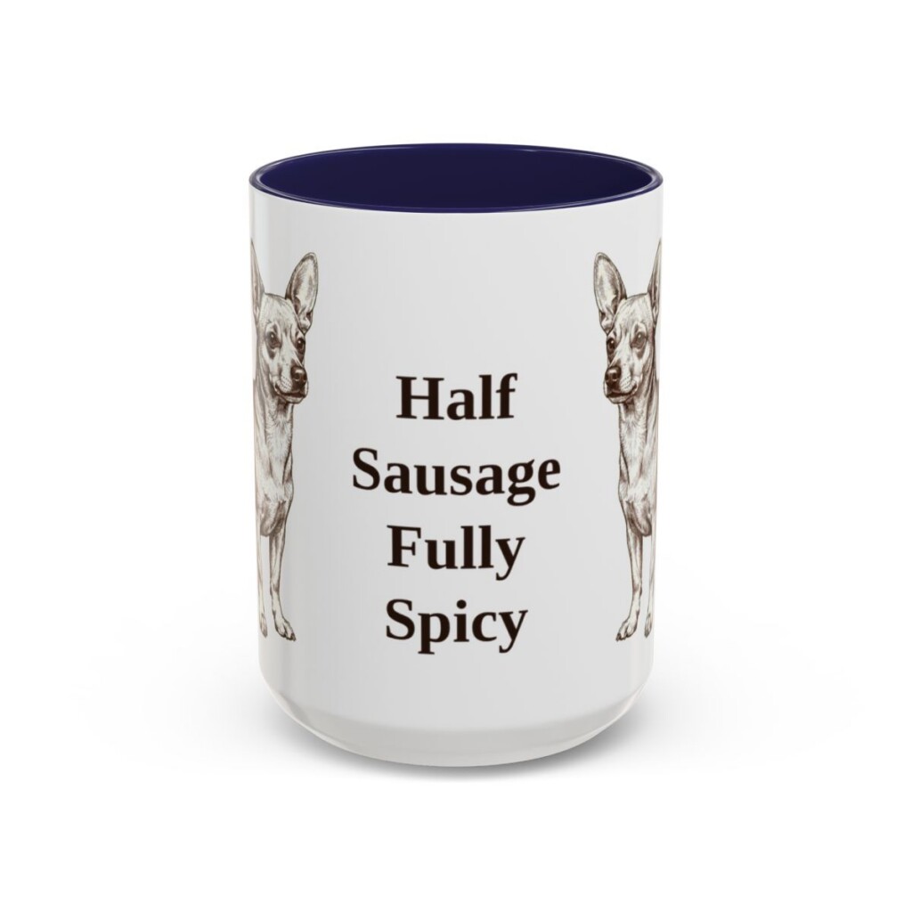 15oz Funny Chiweenie Mug, Navy, front view