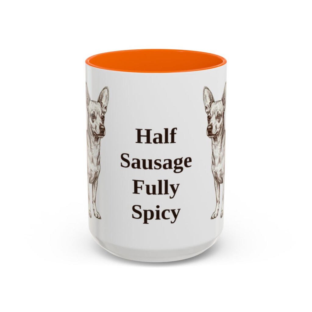 15oz Funny Chiweenie Mug, Orange, front view