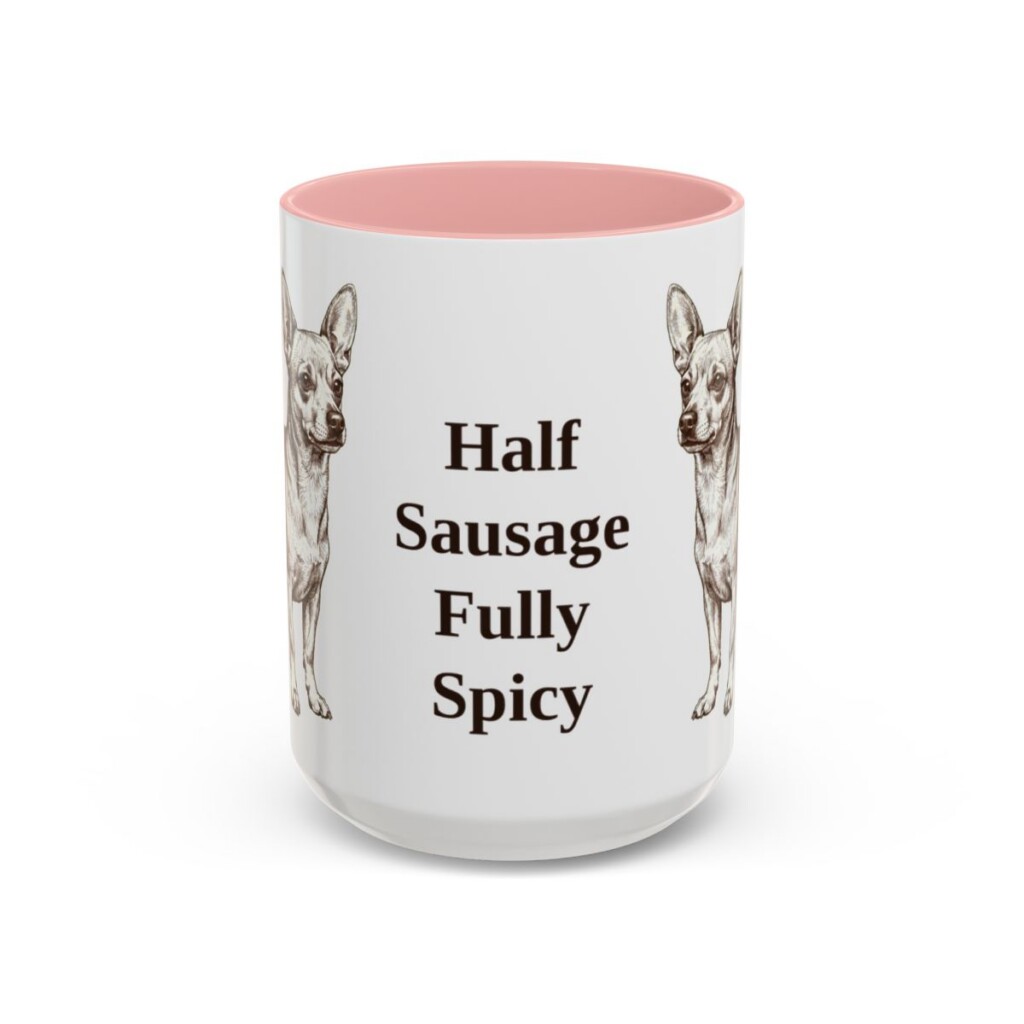 15oz Funny Chiweenie Mug, Pink, front view