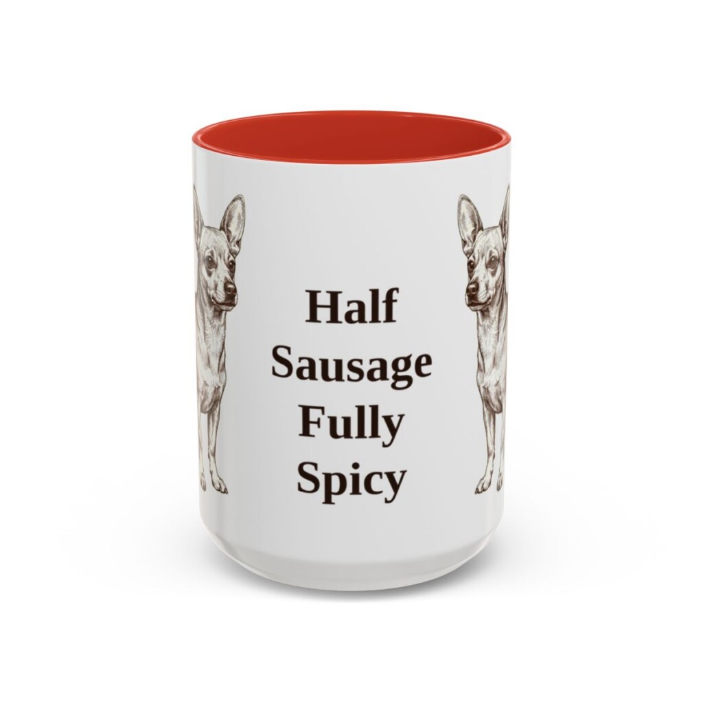 15oz Funny Chiweenie Mug, Red, front view