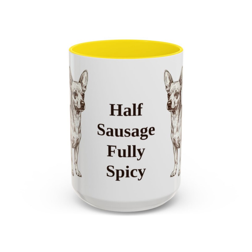 15oz Funny Chiweenie Mug, Yellow, front view