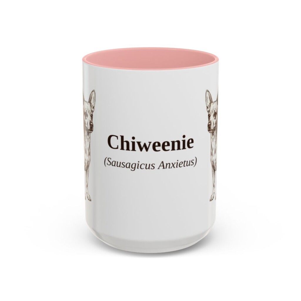 15oz Chiweenie Latin Mug, Pink, front view