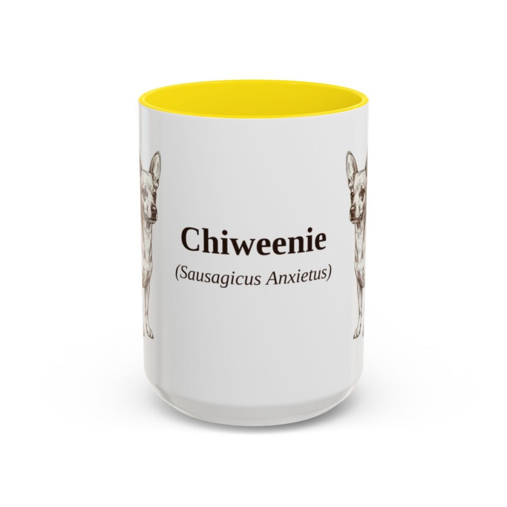 15oz Chiweenie Latin Mug, Yellow, front view