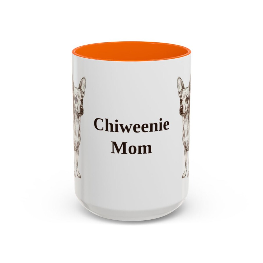 15oz Chiweenie Dog Mom Mug, Orange, front view