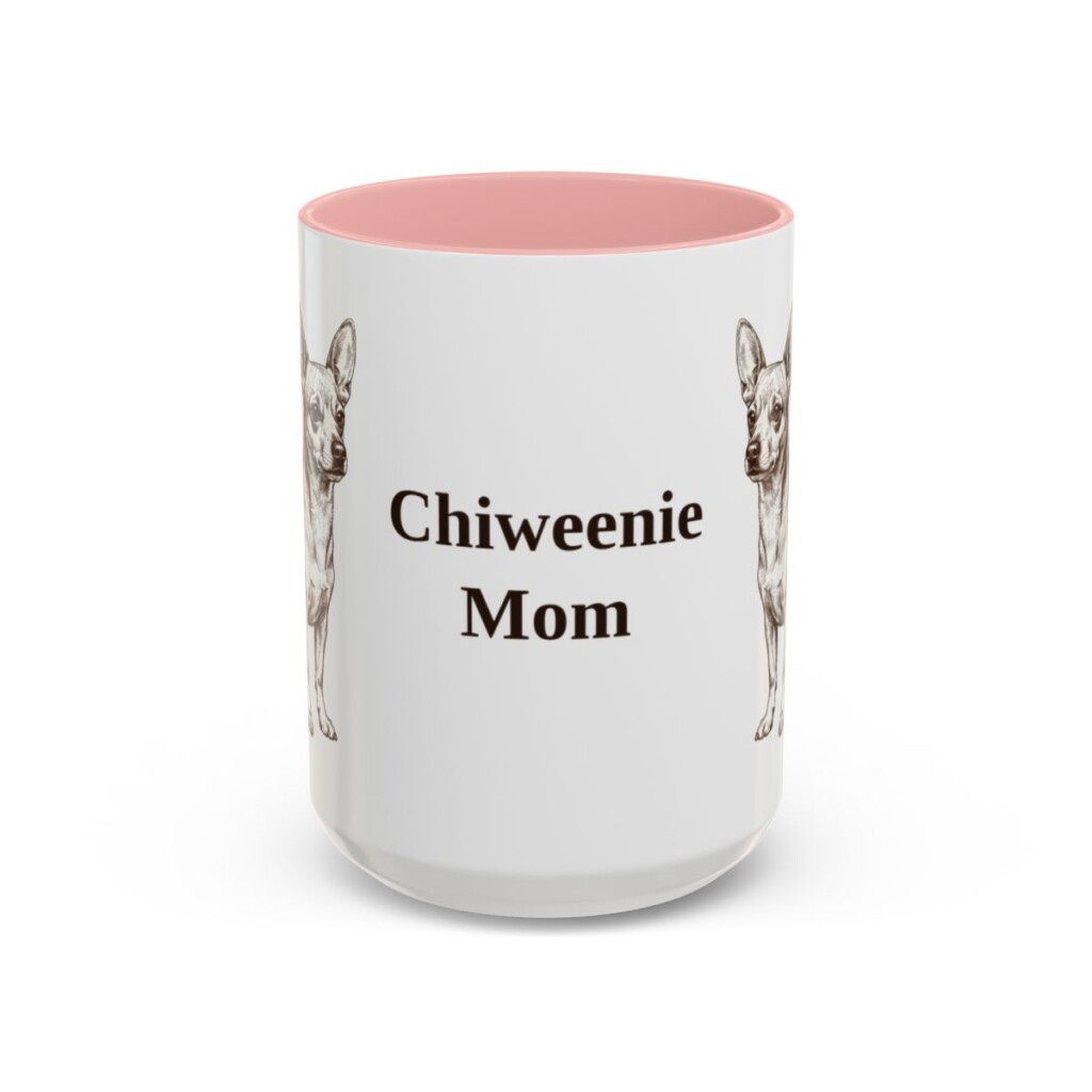 15oz Chiweenie Dog Mom Mug, Pink, front view
