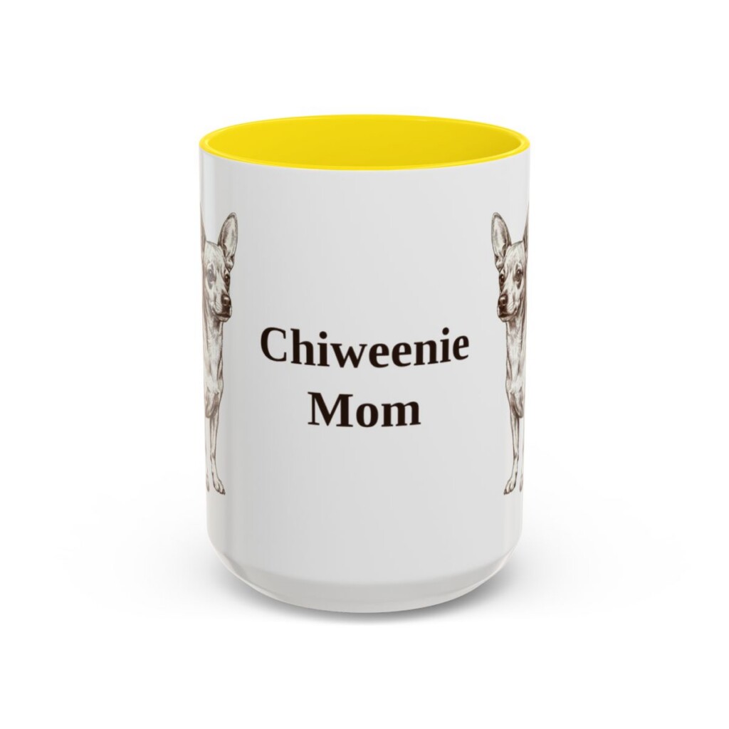 15oz Chiweenie Dog Mom Mug, Yellow, front view