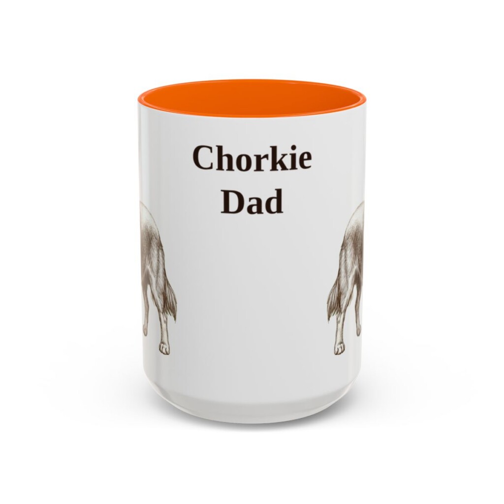 15oz-chorkie-mug-dad-orange 15oz Chorkie Dog Dad Mug, Orange, front view