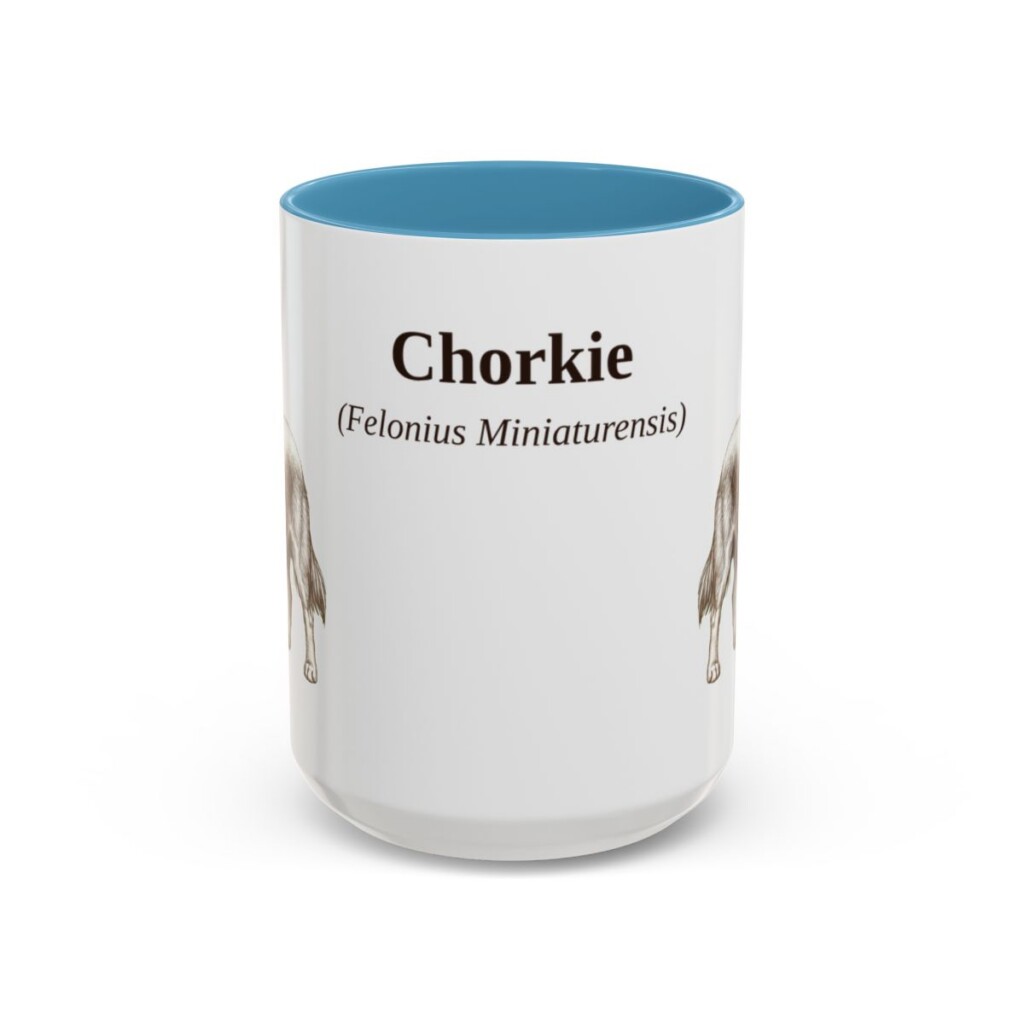 15oz Chorkie Latin Mug, Light Blue, front view
