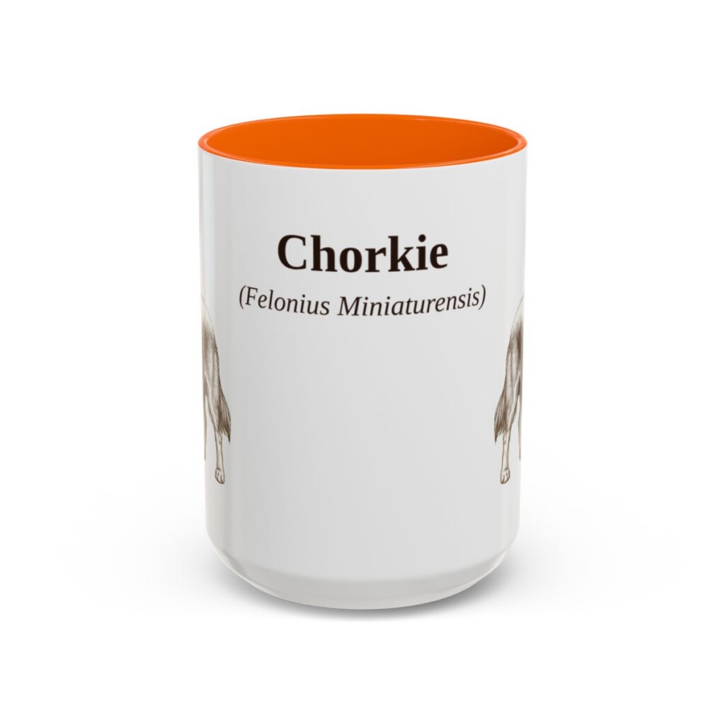 15oz Chorkie Latin Mug, Orange, front view