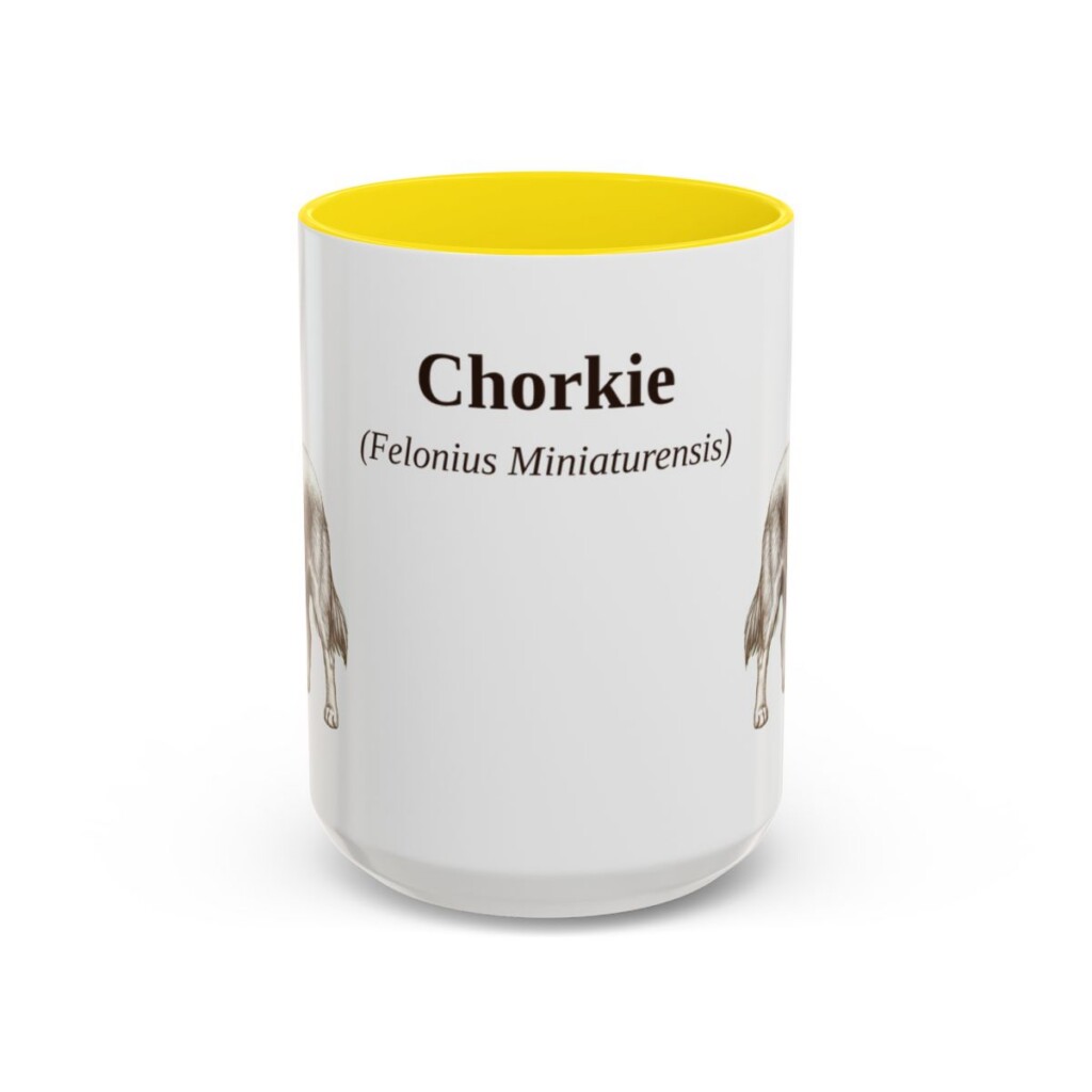 15oz Chorkie Latin Mug, Yellow, front view