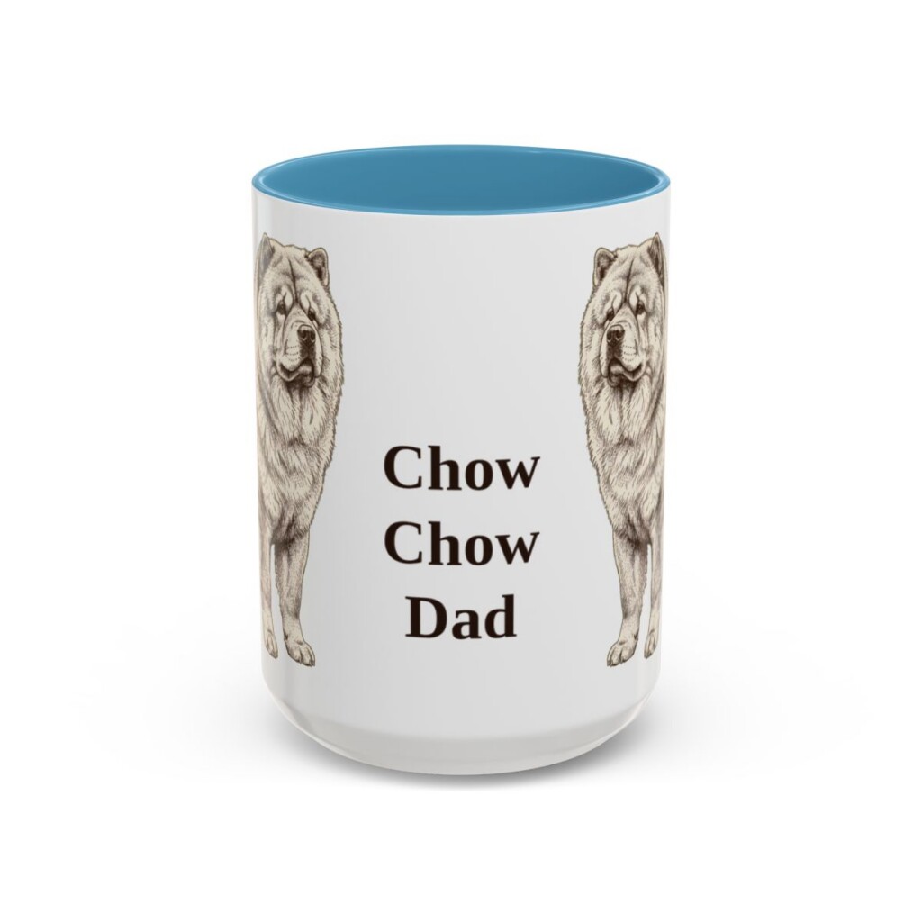 15oz Chow Chow Dog Dad Mug, Light Blue, front view