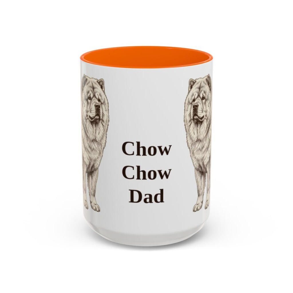 15oz Chow Chow Dog Dad Mug, Orange, front view