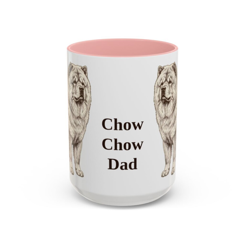 15oz Chow Chow Dog Dad Mug, Pink, front view