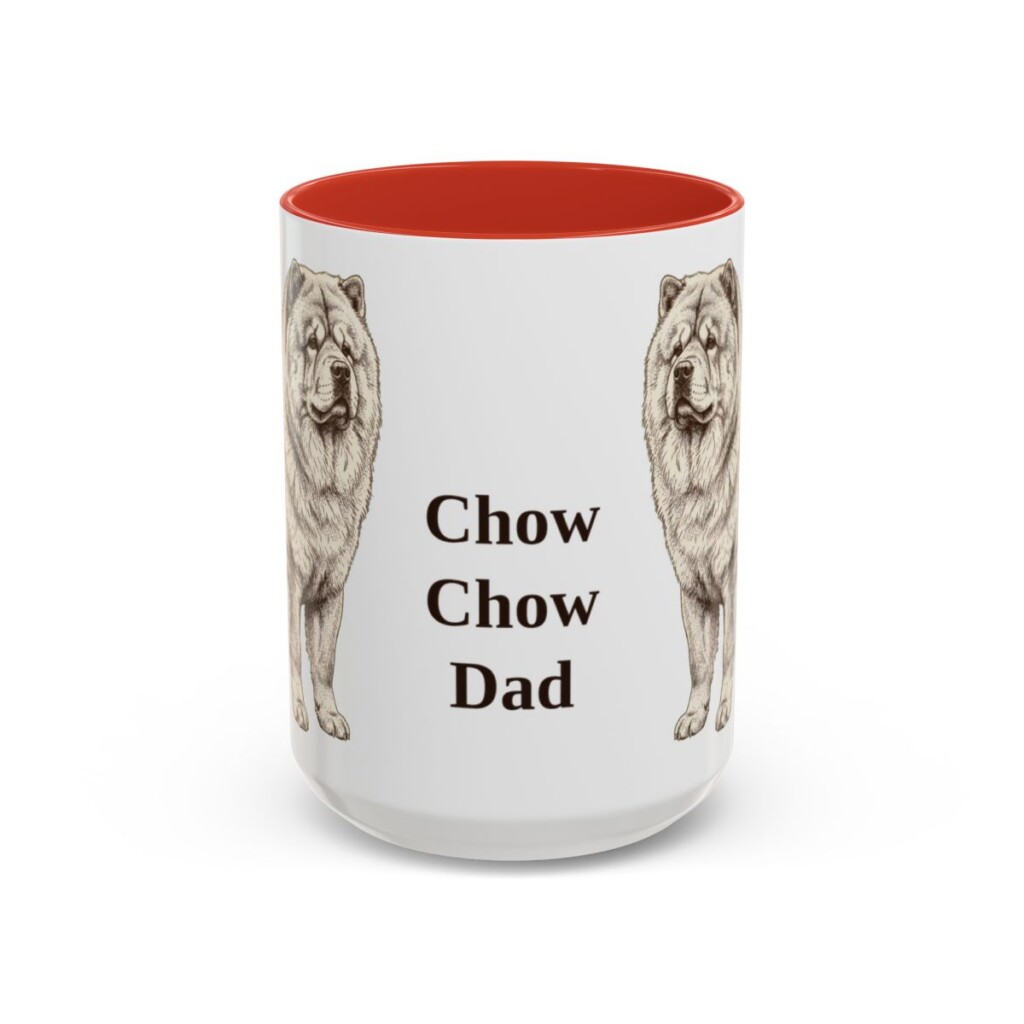 15oz Chow Chow Dog Dad Mug, Red, front view