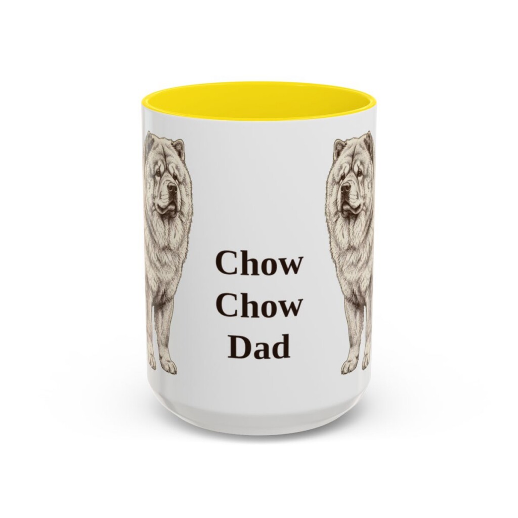 15oz Chow Chow Dog Dad Mug, Yellow, front view