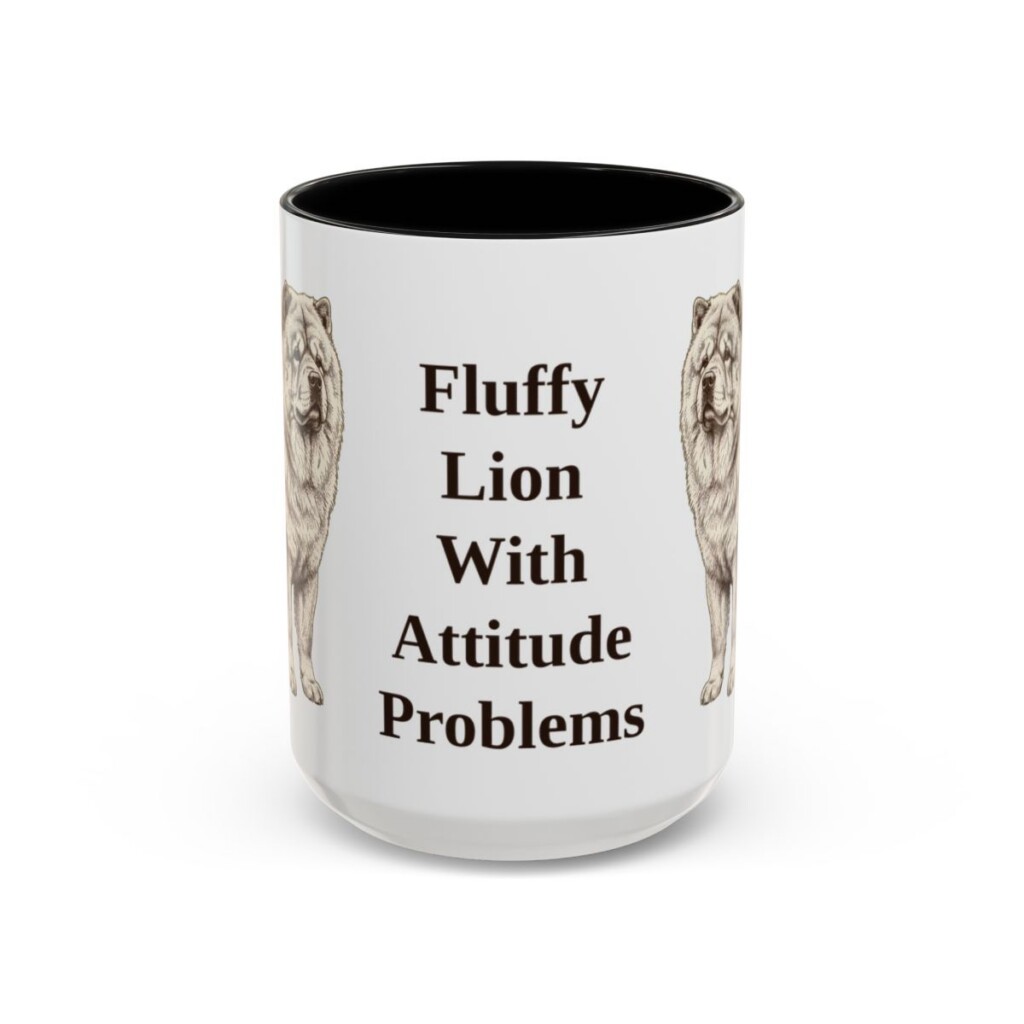 15oz Funny Chow Chow Mug, Black, front view