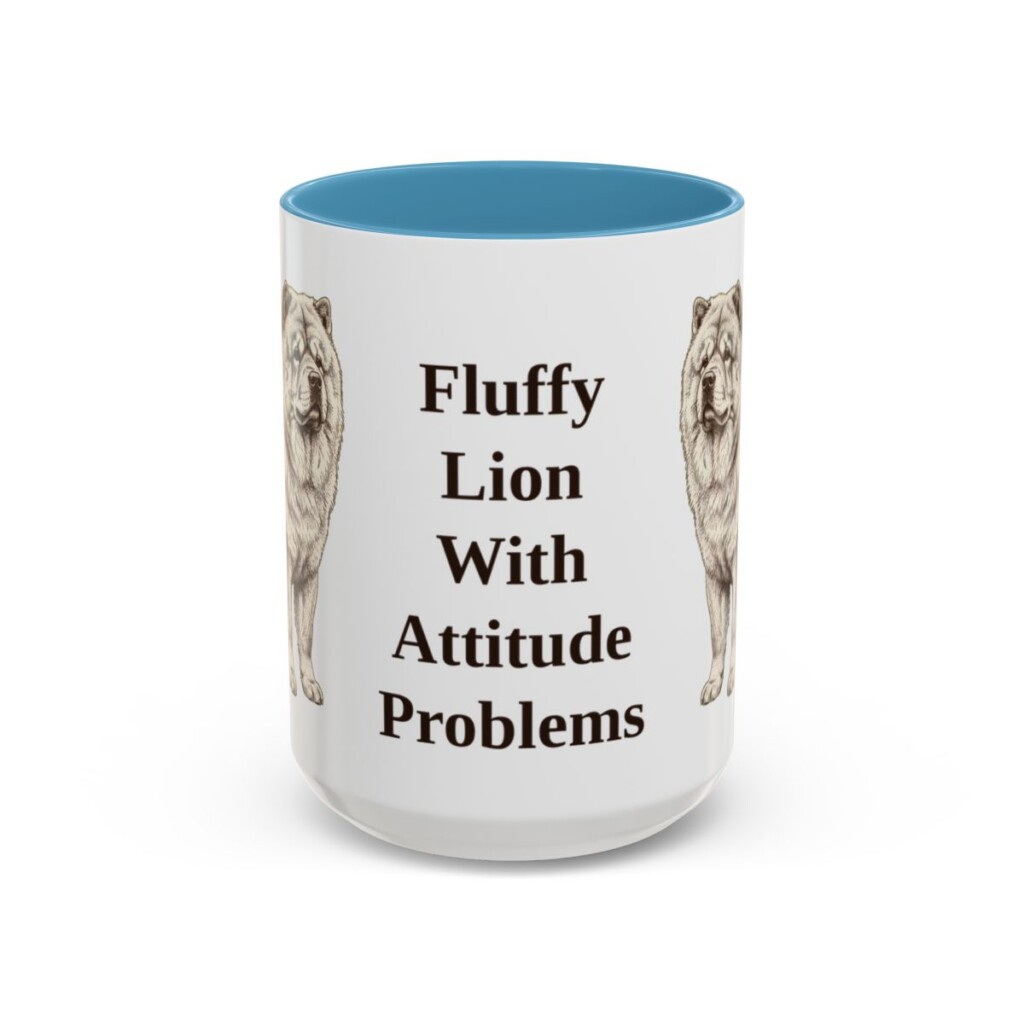 15oz Funny Chow Chow Mug, Light Blue, front view