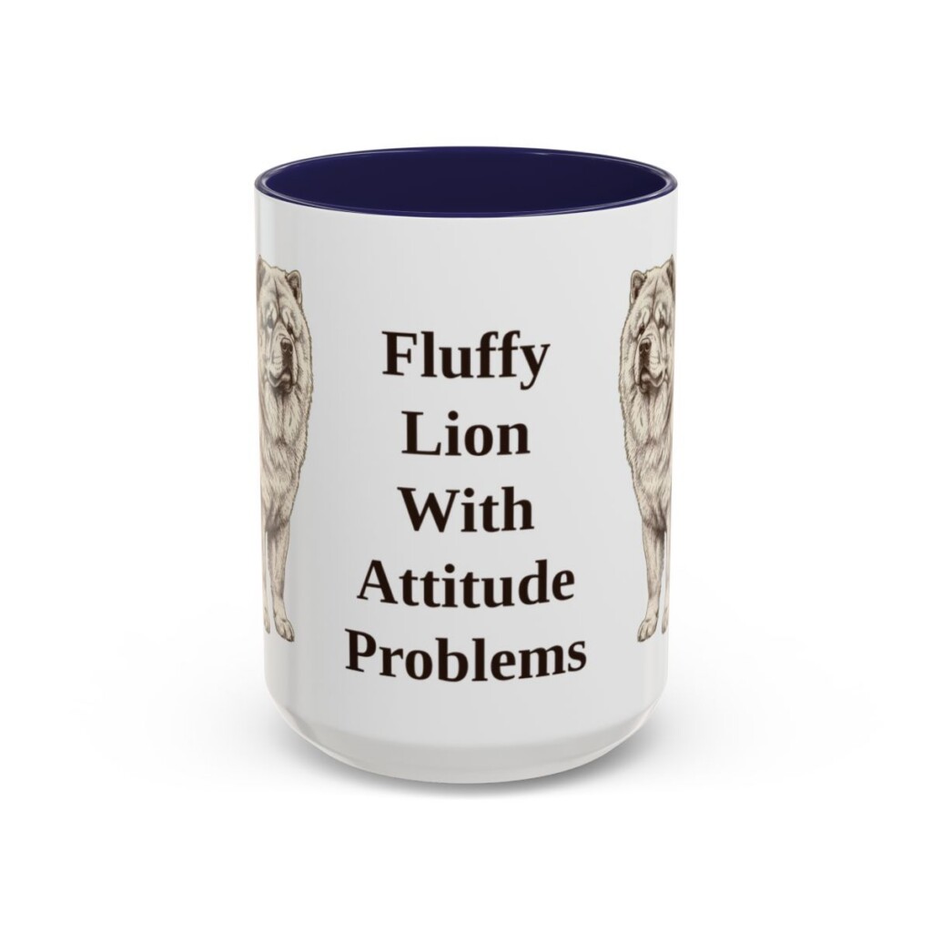 15oz Funny Chow Chow Mug, Navy, front view