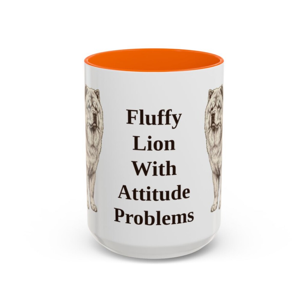15oz Funny Chow Chow Mug, Orange, front view