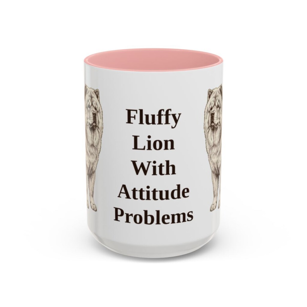 15oz Funny Chow Chow Mug, Pink, front view