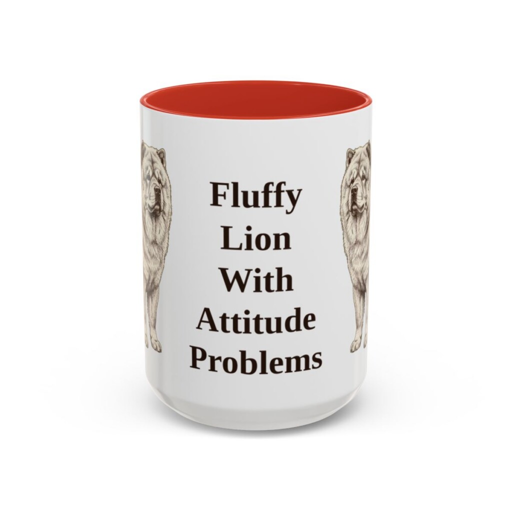 15oz Funny Chow Chow Mug, Red, front view
