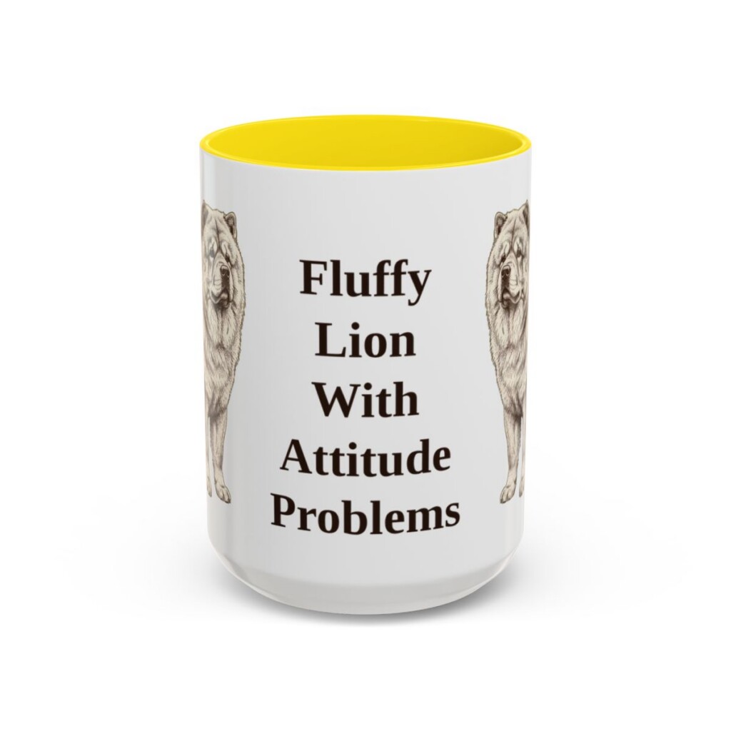 15oz Funny Chow Chow Mug, Yellow, front view