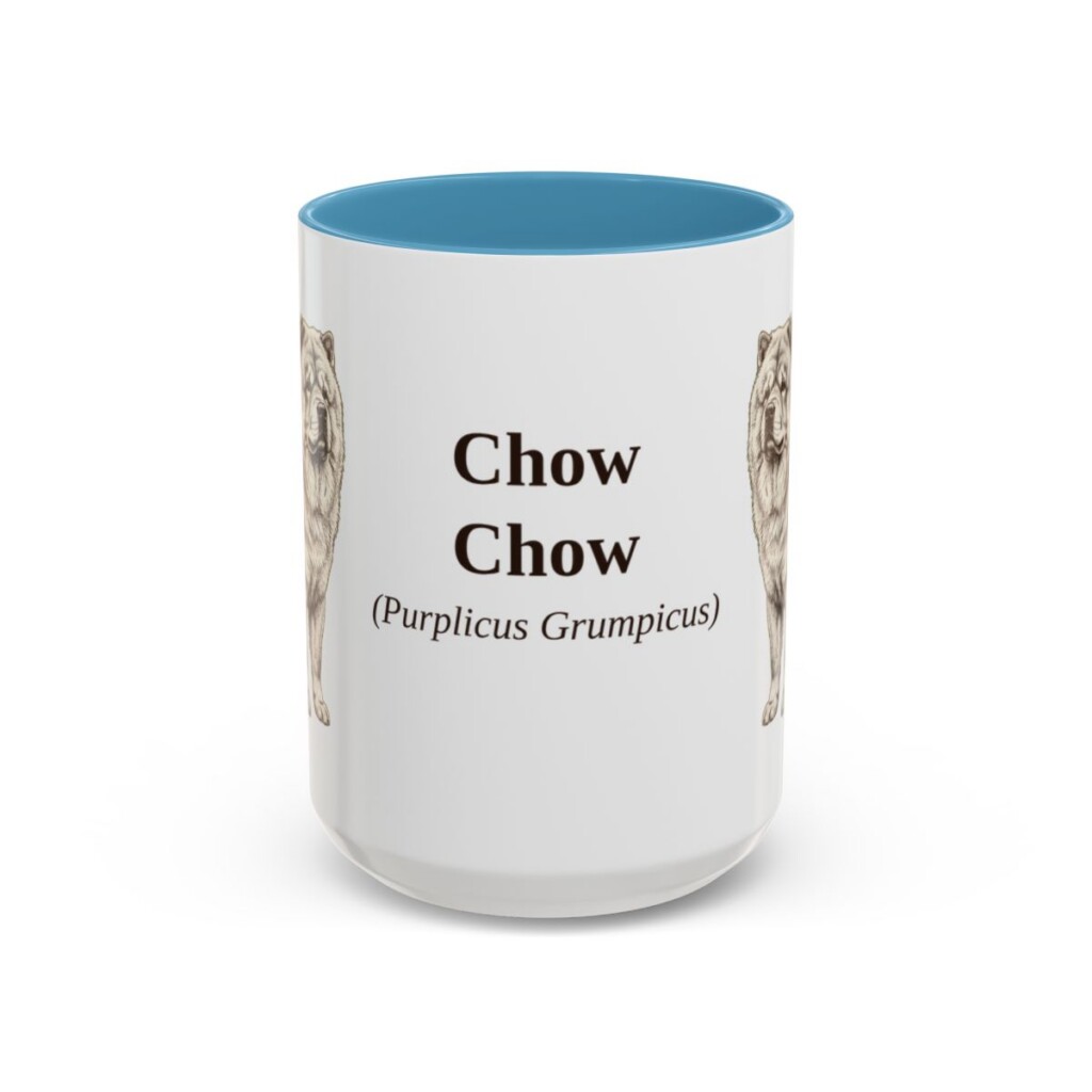 15oz Chow Chow Latin Mug, Light Blue, front view