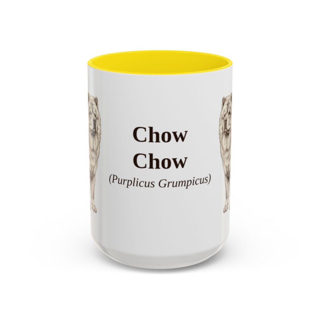 15oz Chow Chow Latin Mug, Yellow, front view