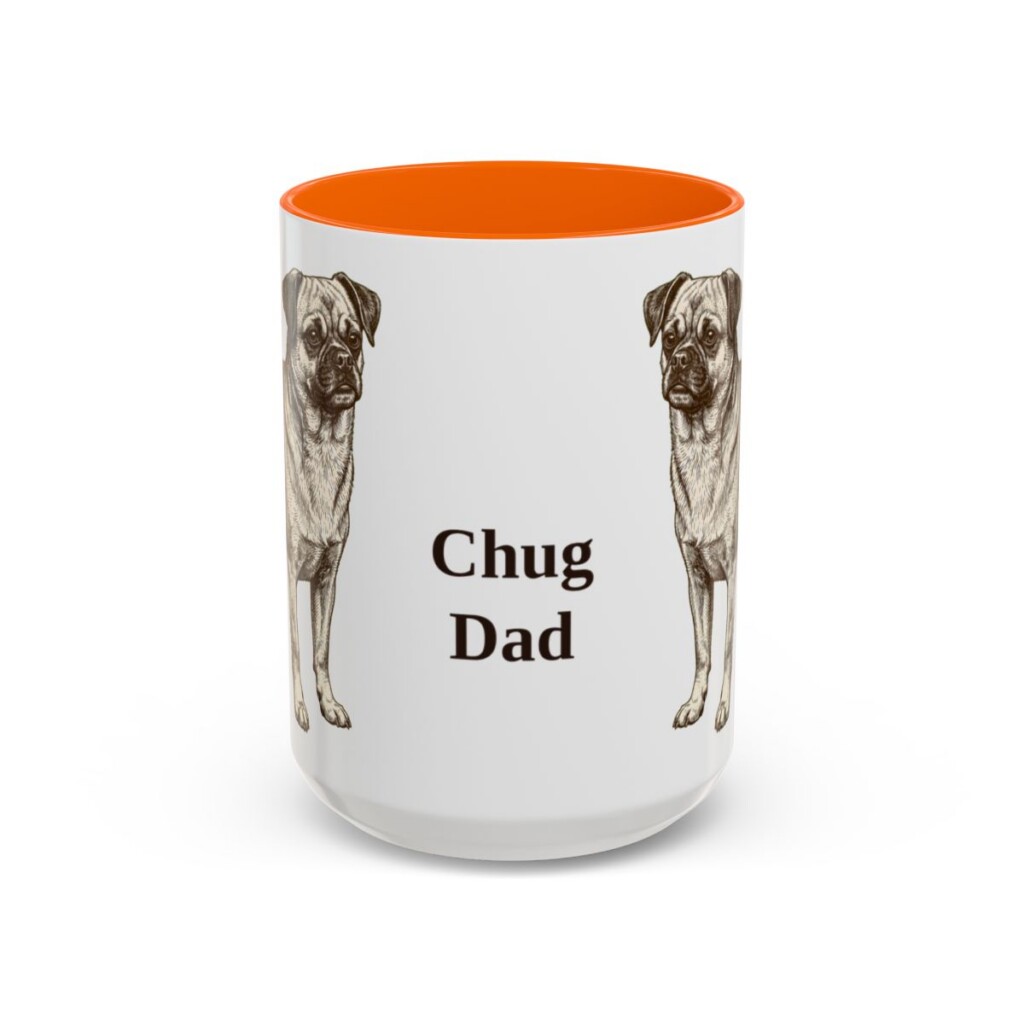 15oz Chug Dog Dad Mug, Orange, front view
