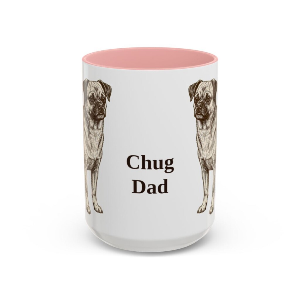 15oz Chug Dog Dad Mug, Pink, front view