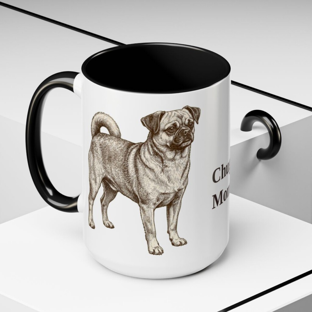 15oz Chug Dog Mom Mug, Black, lifestyle photo