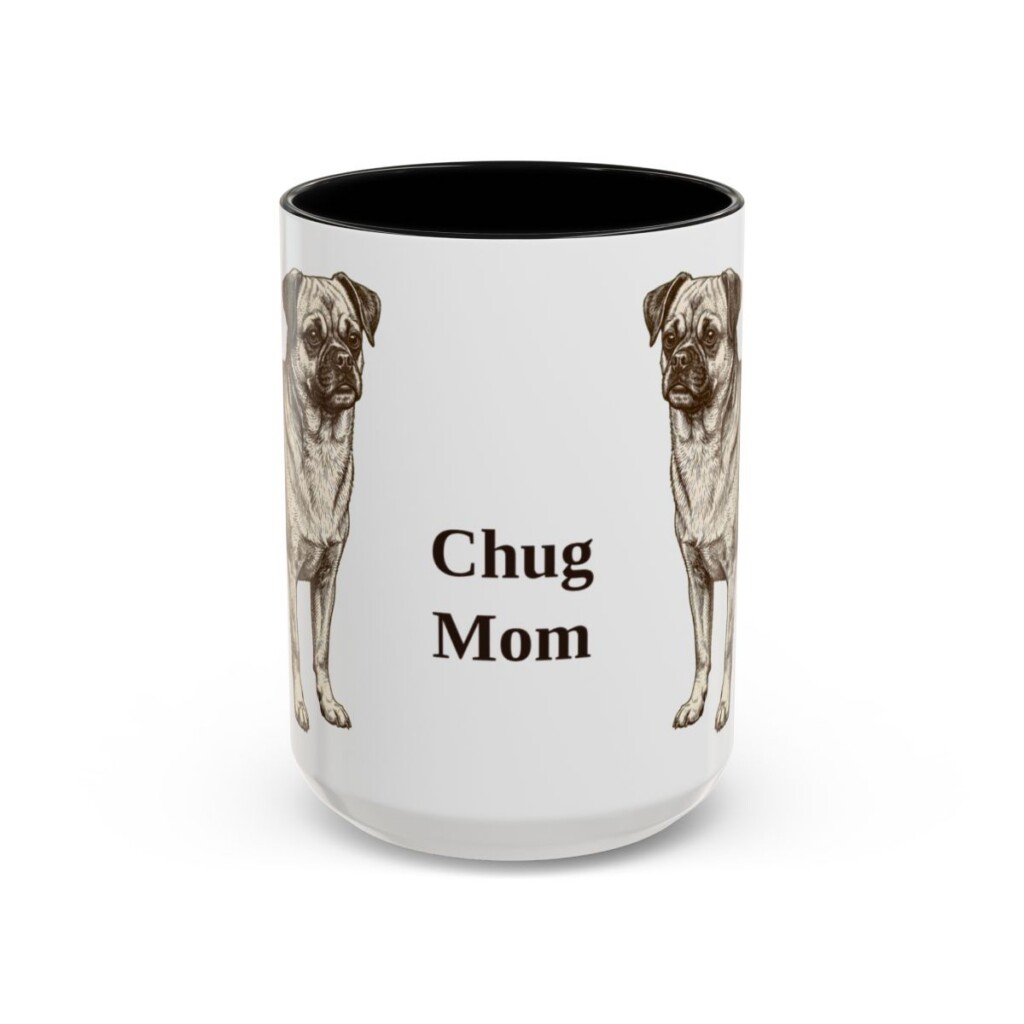 15oz Chug Dog Mom Mug, Black, front view