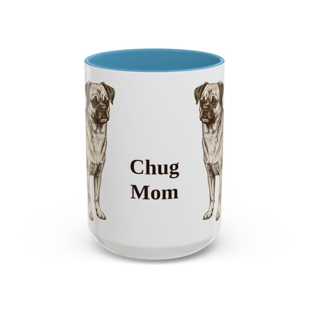 15oz Chug Dog Mom Mug, Light Blue, front view