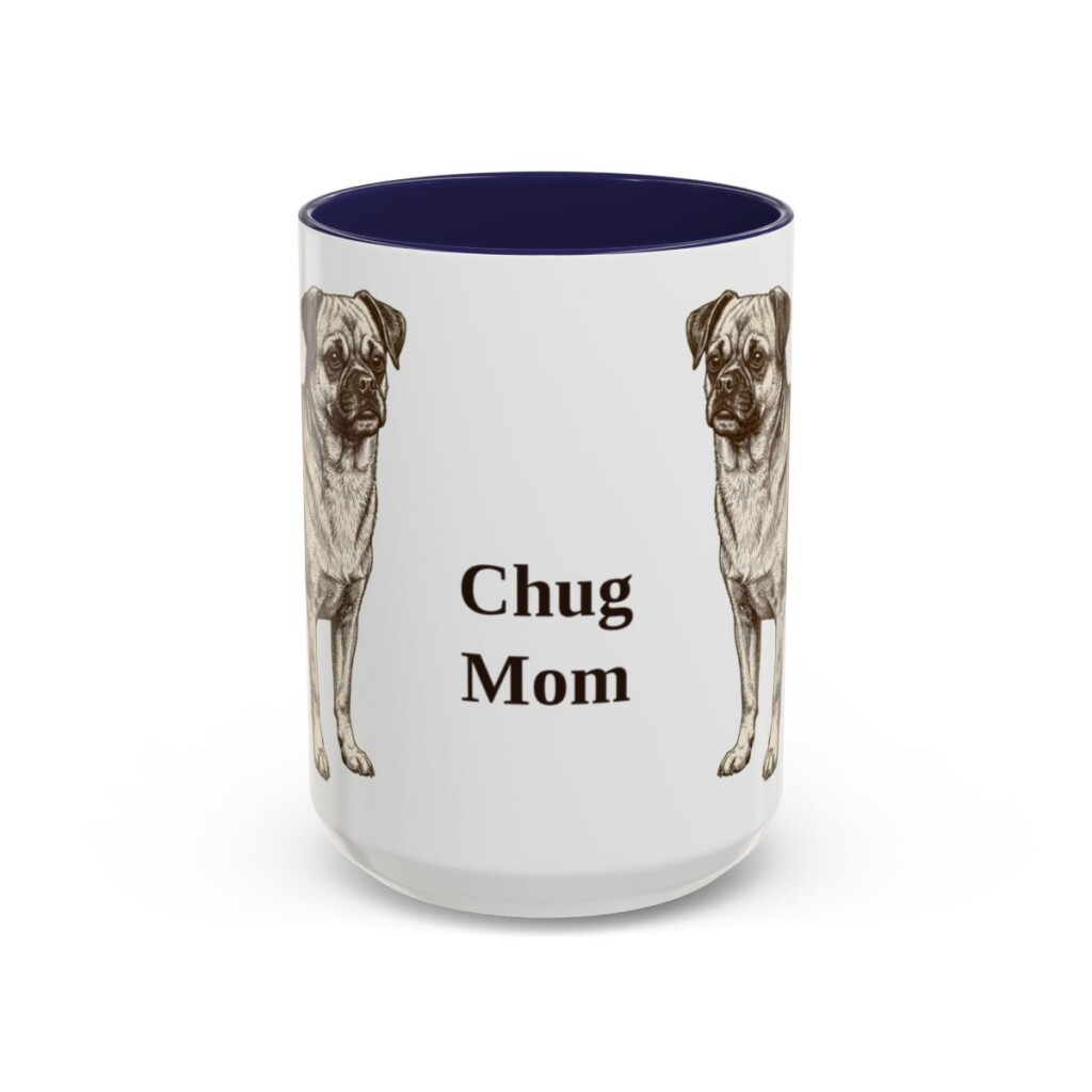 15oz Chug Dog Mom Mug, Navy, front view