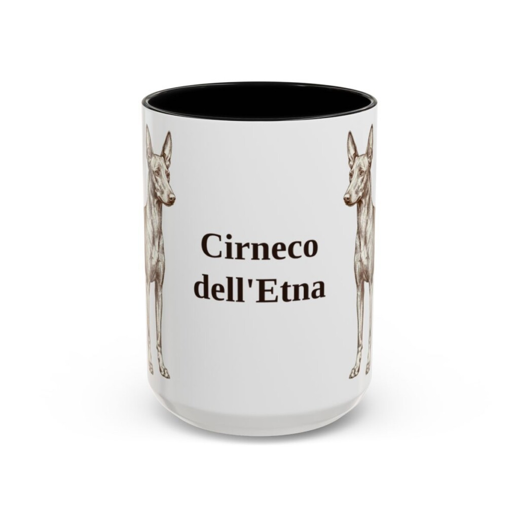 15oz Cirneco dell'Etna Mug, Black, front view