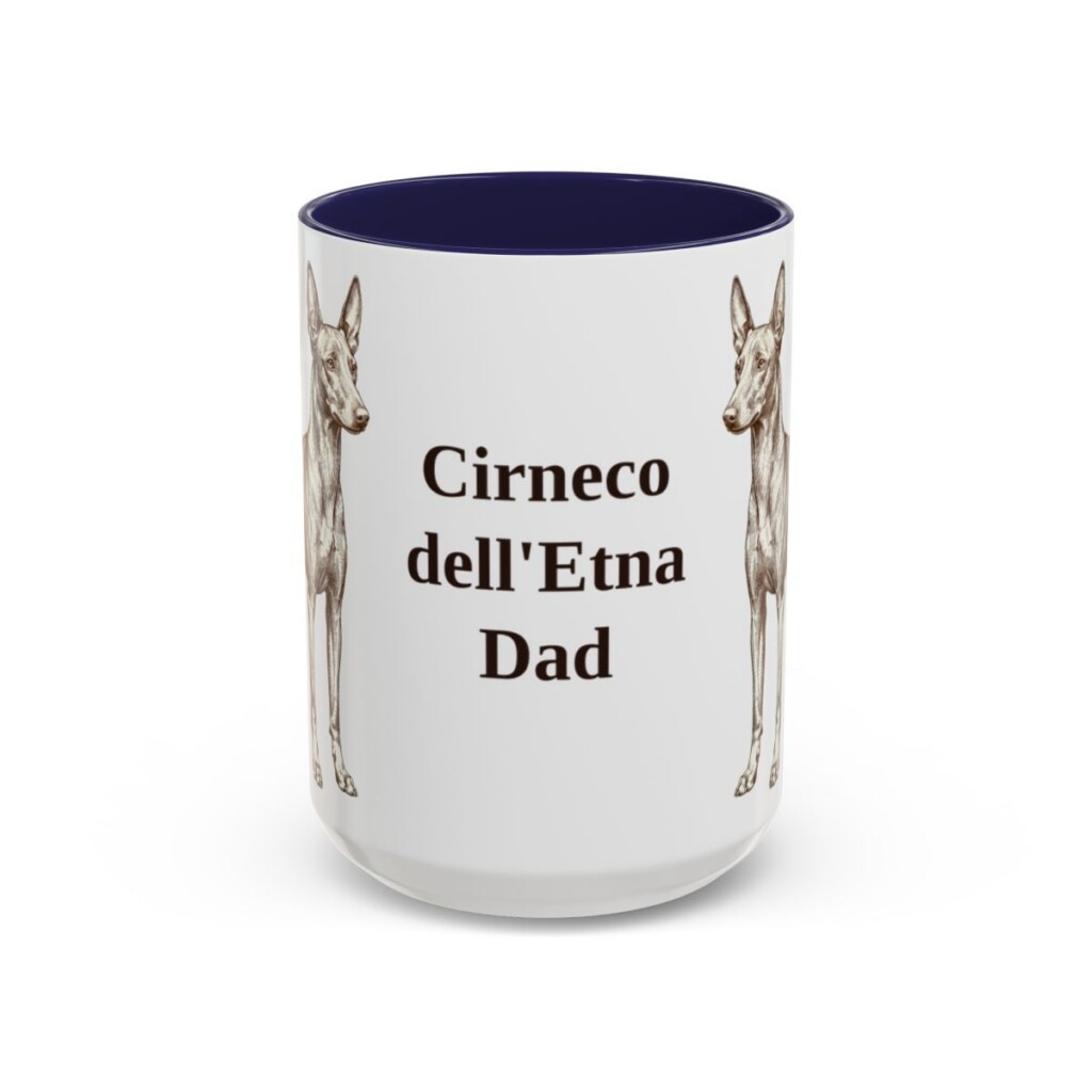 15oz Cirneco dell'Etna Dog Dad Mug, Navy, front view