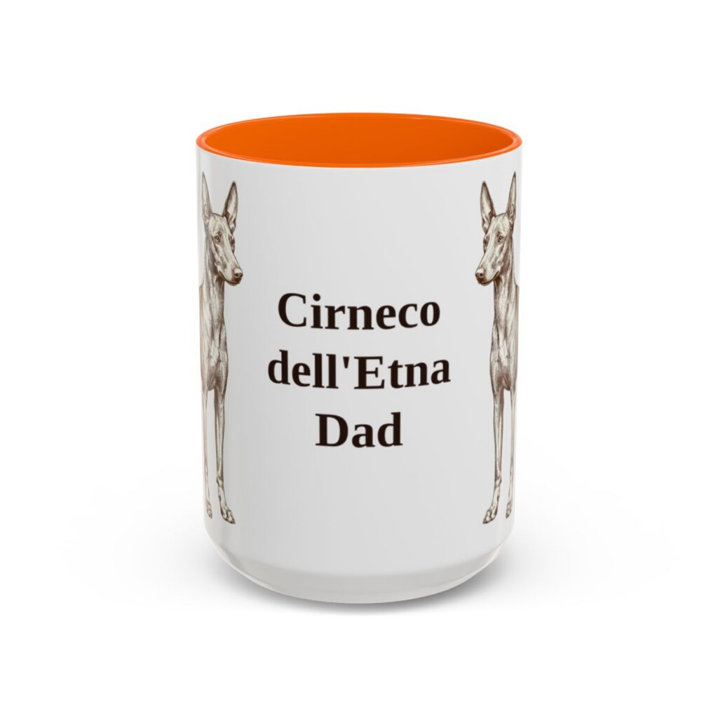 15oz Cirneco dell'Etna Dog Dad Mug, Orange, front view