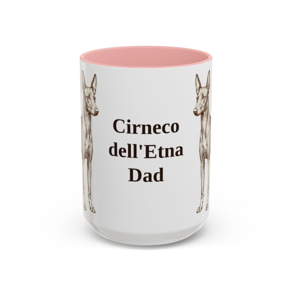 15oz Cirneco dell'Etna Dog Dad Mug, Pink, front view