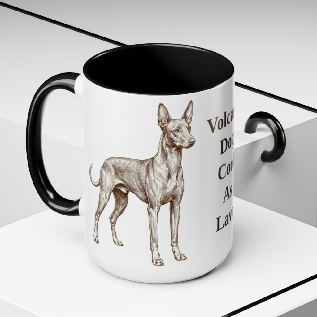 15oz-cirneco-delletna-mug-humor-black-context-2 15oz Funny Cirneco dell'Etna Mug, Black, lifestyle photo