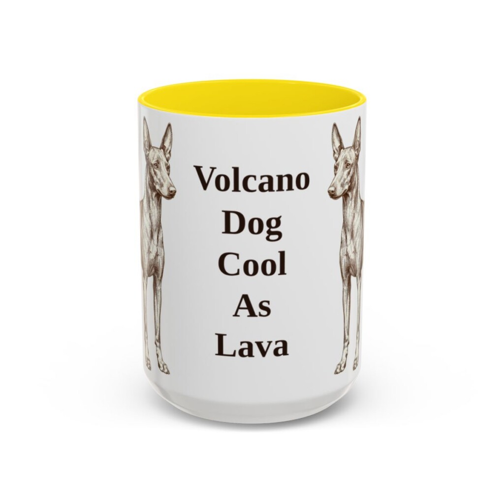 15oz-cirneco-delletna-mug-humor-yellow 15oz Funny Cirneco dell'Etna Mug, Yellow, front view