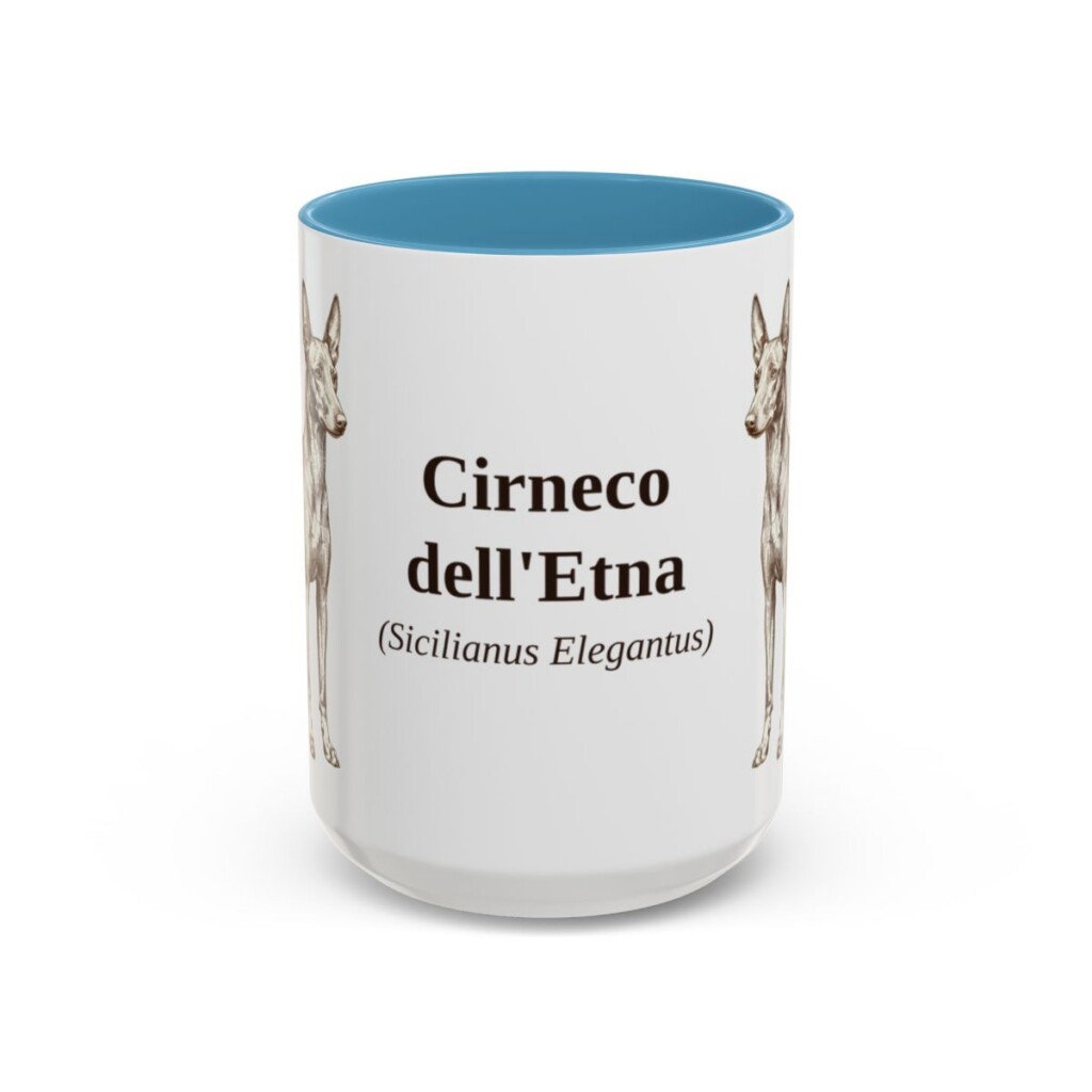 15oz-cirneco-delletna-mug-latin-light-blue 15oz Cirneco dell'Etna Latin Mug, Light Blue, front view
