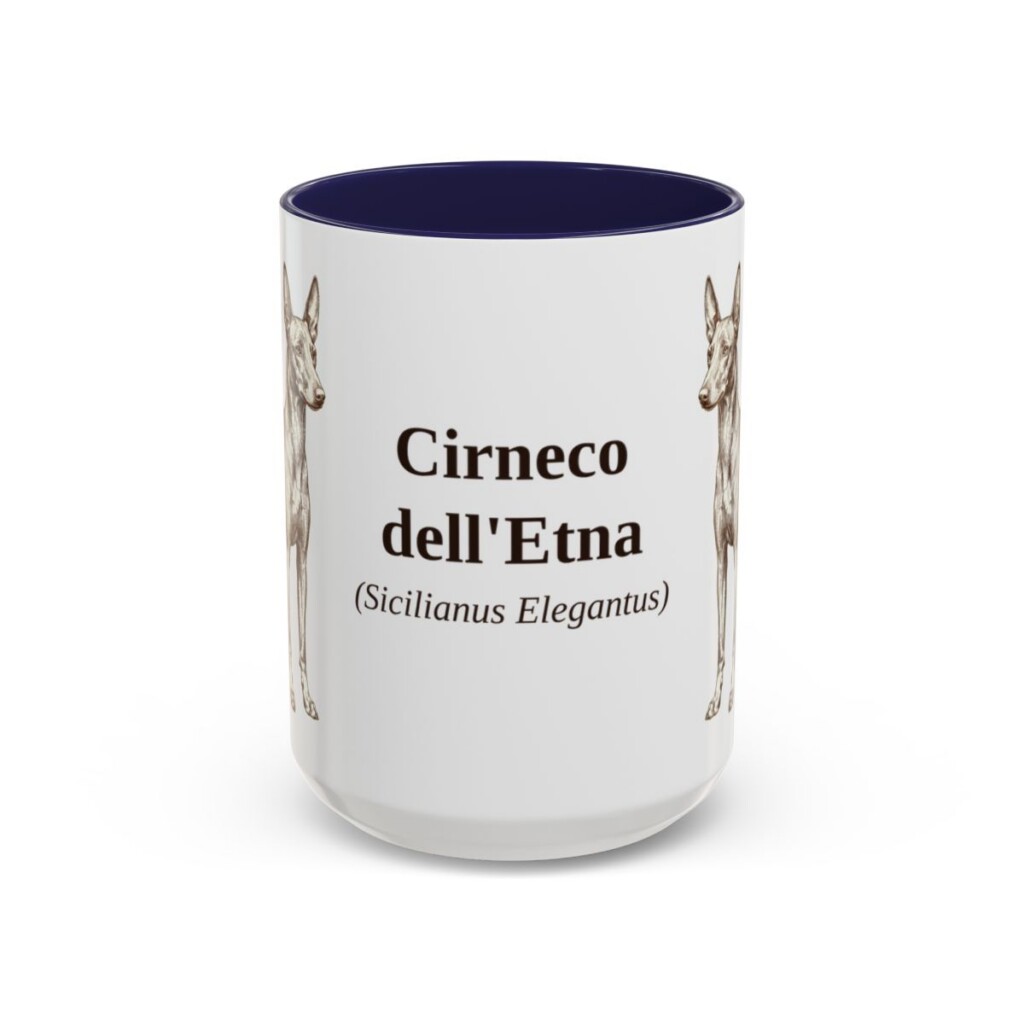 15oz-cirneco-delletna-mug-latin-navy 15oz Cirneco dell'Etna Latin Mug, Navy, front view