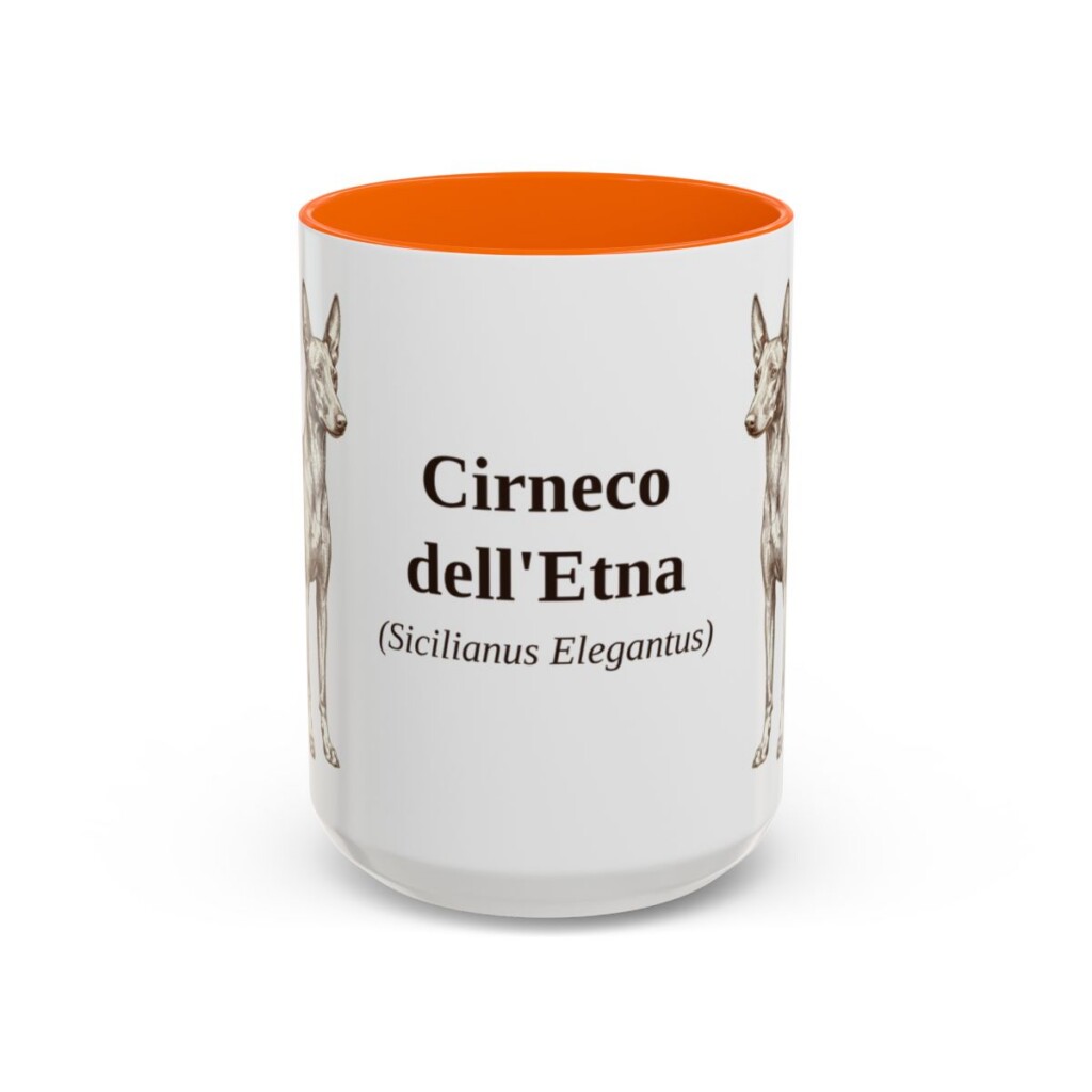 15oz-cirneco-delletna-mug-latin-orange 15oz Cirneco dell'Etna Latin Mug, Orange, front view