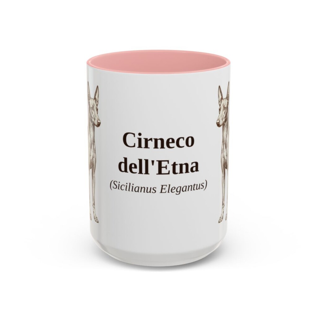 15oz-cirneco-delletna-mug-latin-pink 15oz Cirneco dell'Etna Latin Mug, Pink, front view