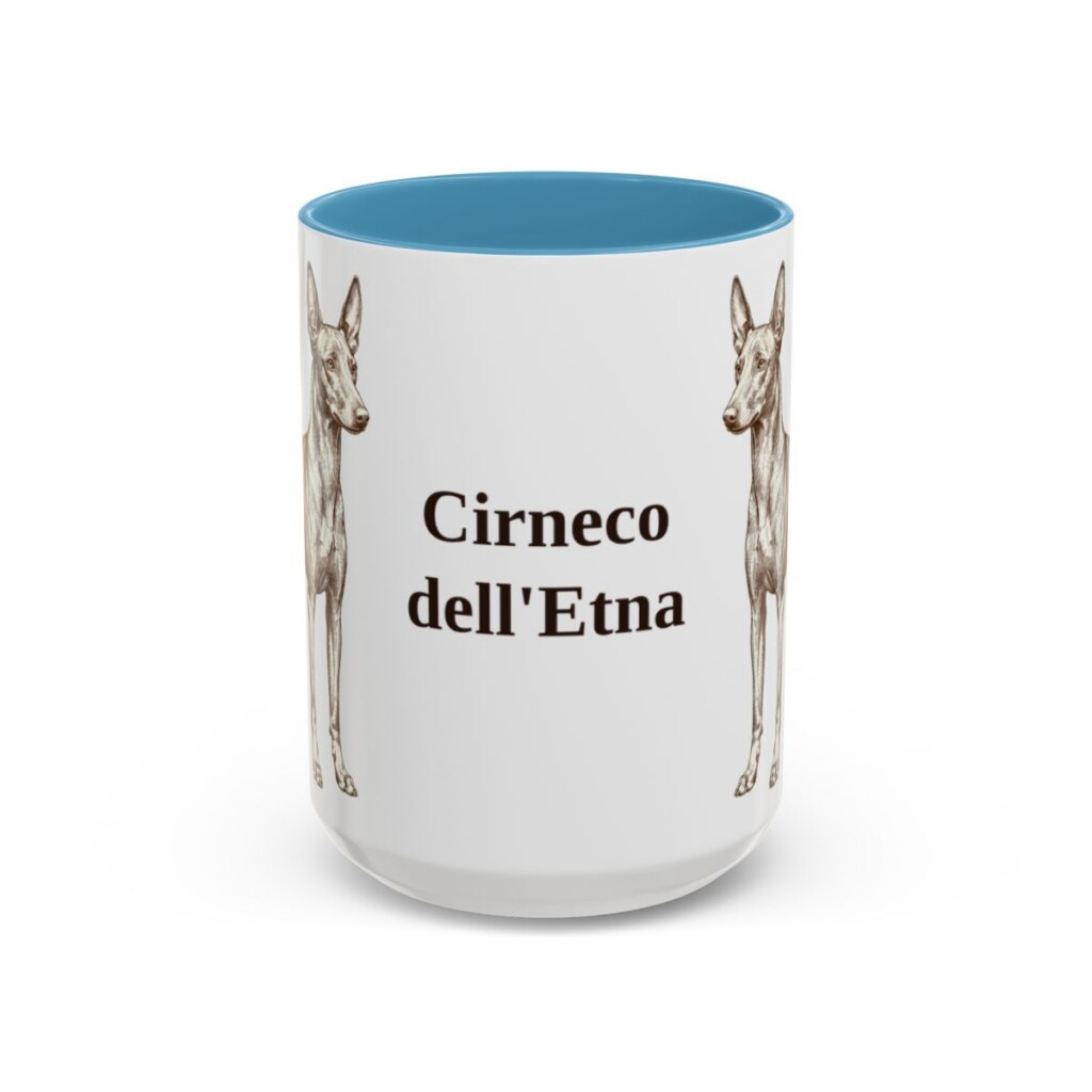 15oz Cirneco dell'Etna Mug, Light Blue, front view