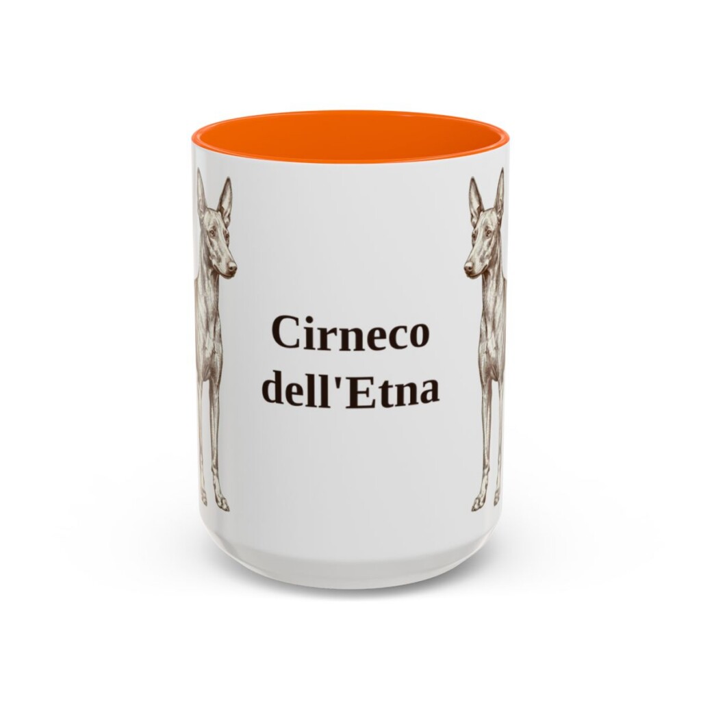 15oz Cirneco dell'Etna Mug, Orange, front view