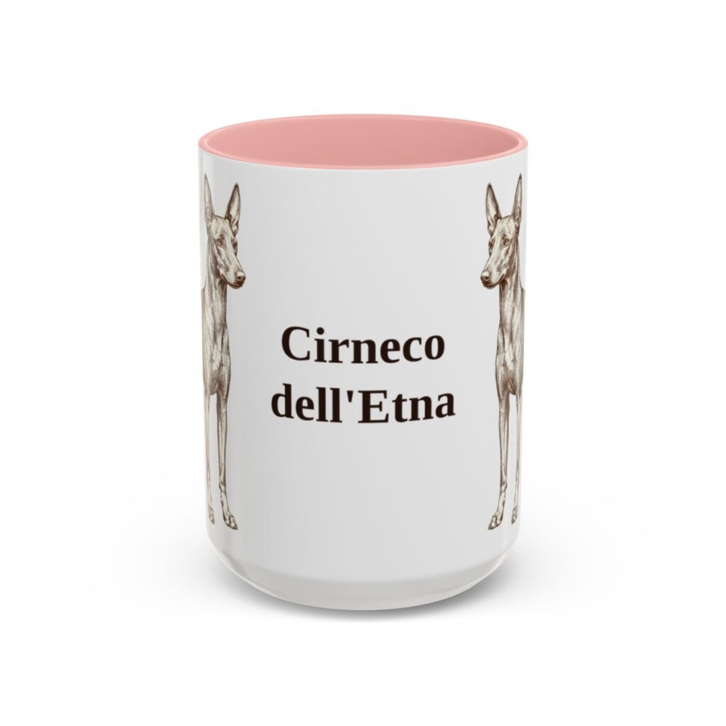 15oz Cirneco dell'Etna Mug, Pink, front view